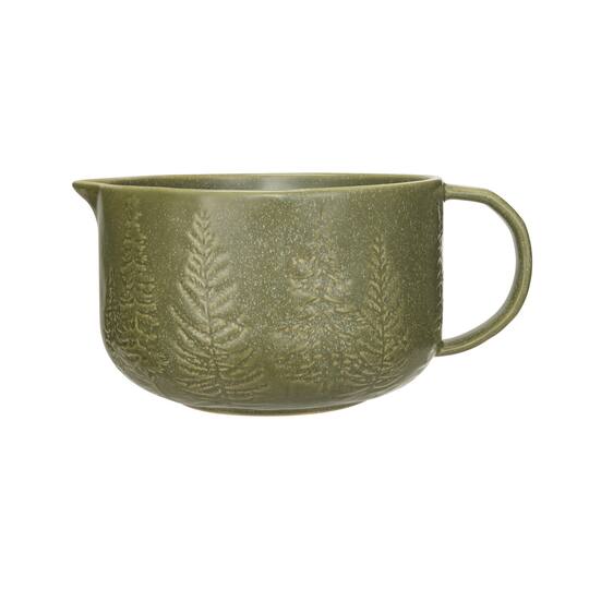 Hello Honey® 4qt. Green Trees & Matte Reactive Glaze Stoneware Batter Bowl with Handle